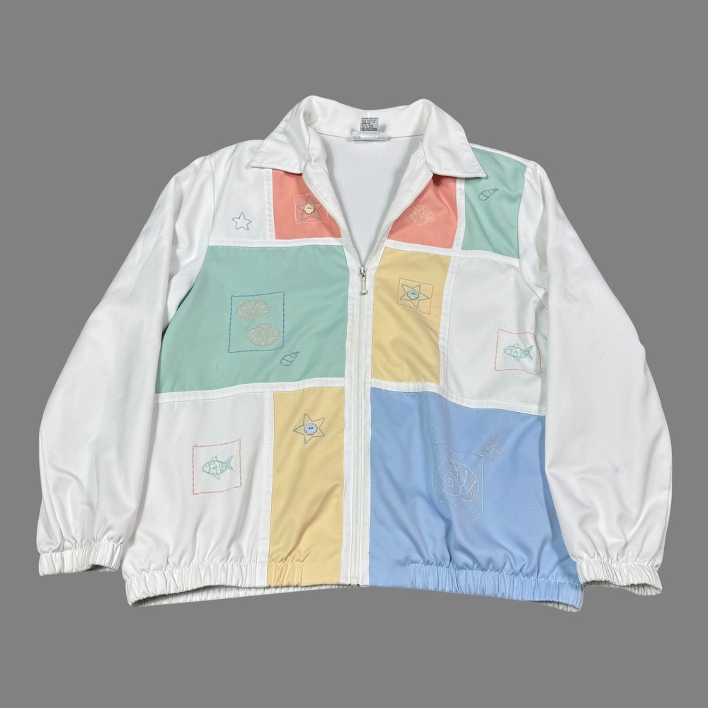 Vintage 90s Alfred Dunner Nautical Color Block Jacket Women's 12 FLAWS